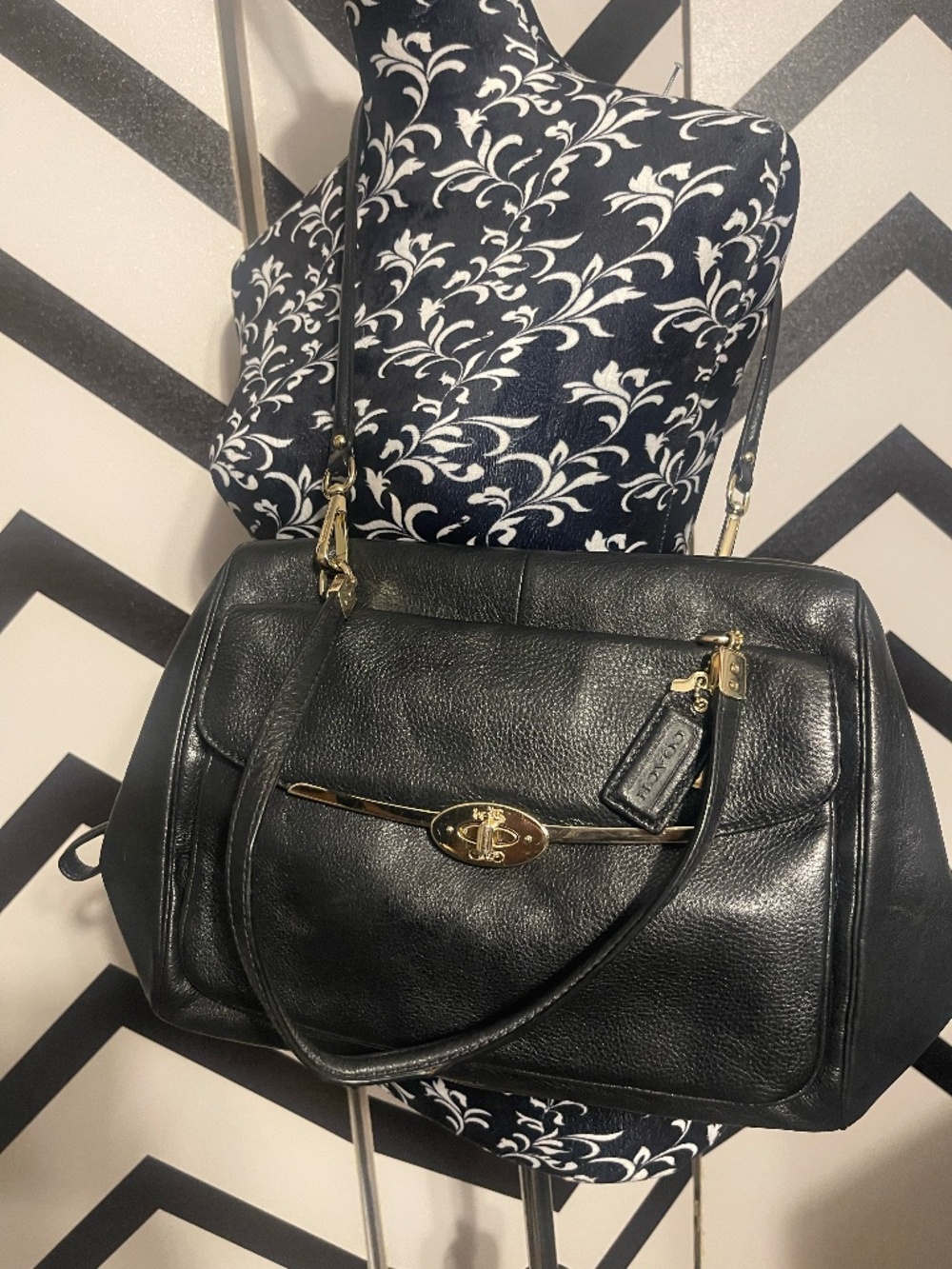 Coach Madison Madeline Black Pebbled Leather Satchel Bag 25106 - 2012